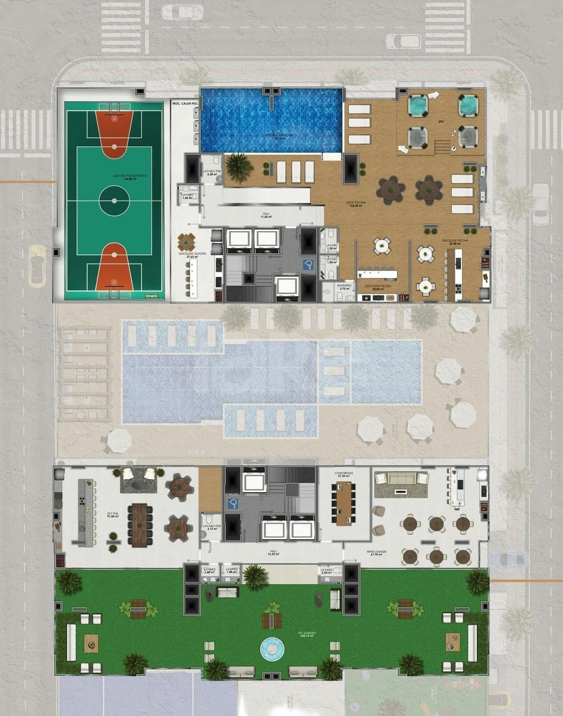 Planta — Pavimento lazer torre a