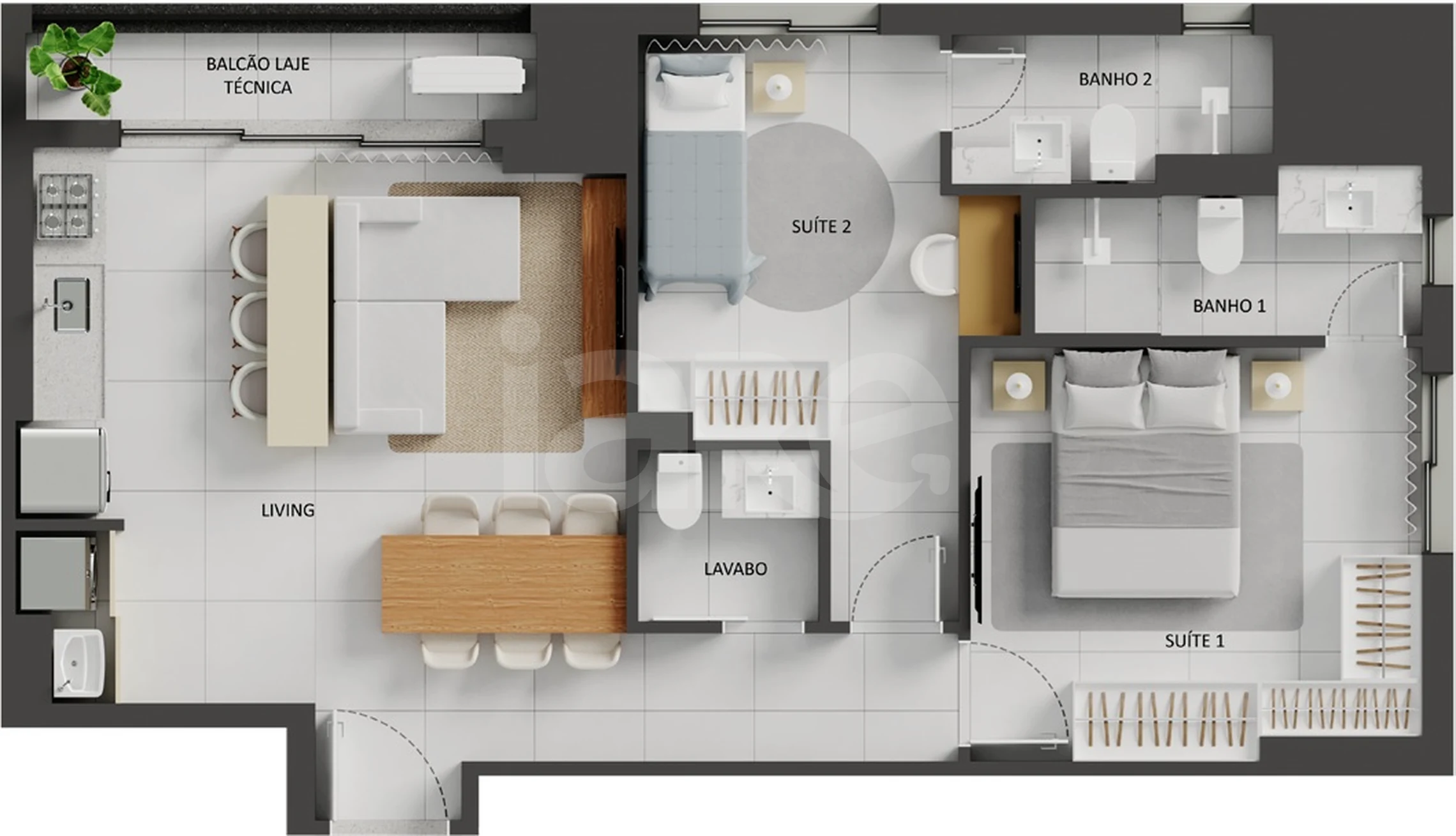Planta — Apartamento 74 m²