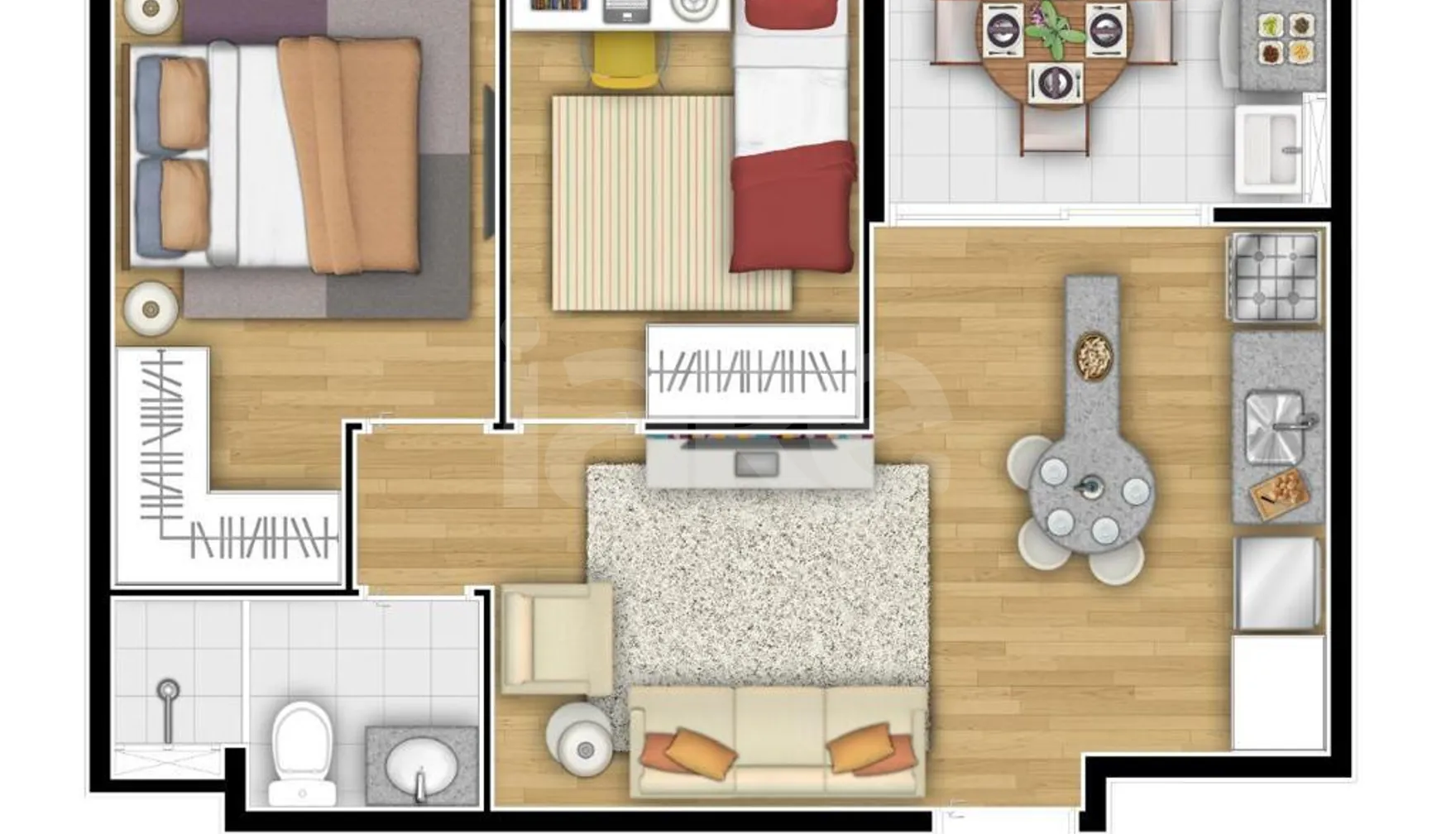 Planta — Apartamento 45 m²