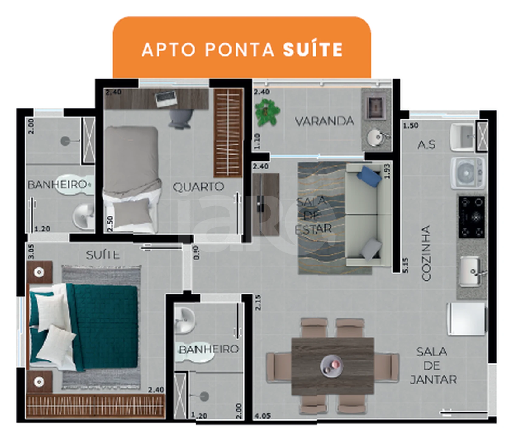 Planta — Apartamento 47,29 m²