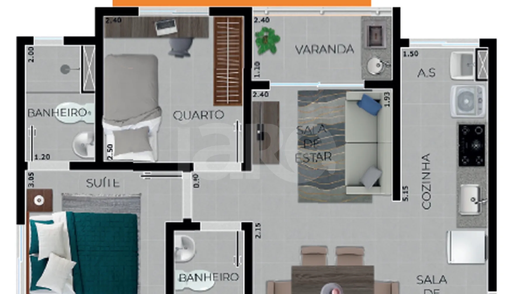 Planta — Apartamento 47,29 m²