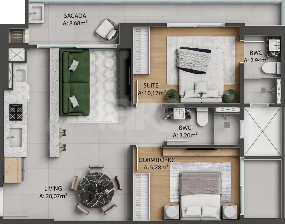 Planta — Apartamento 77,96 m²