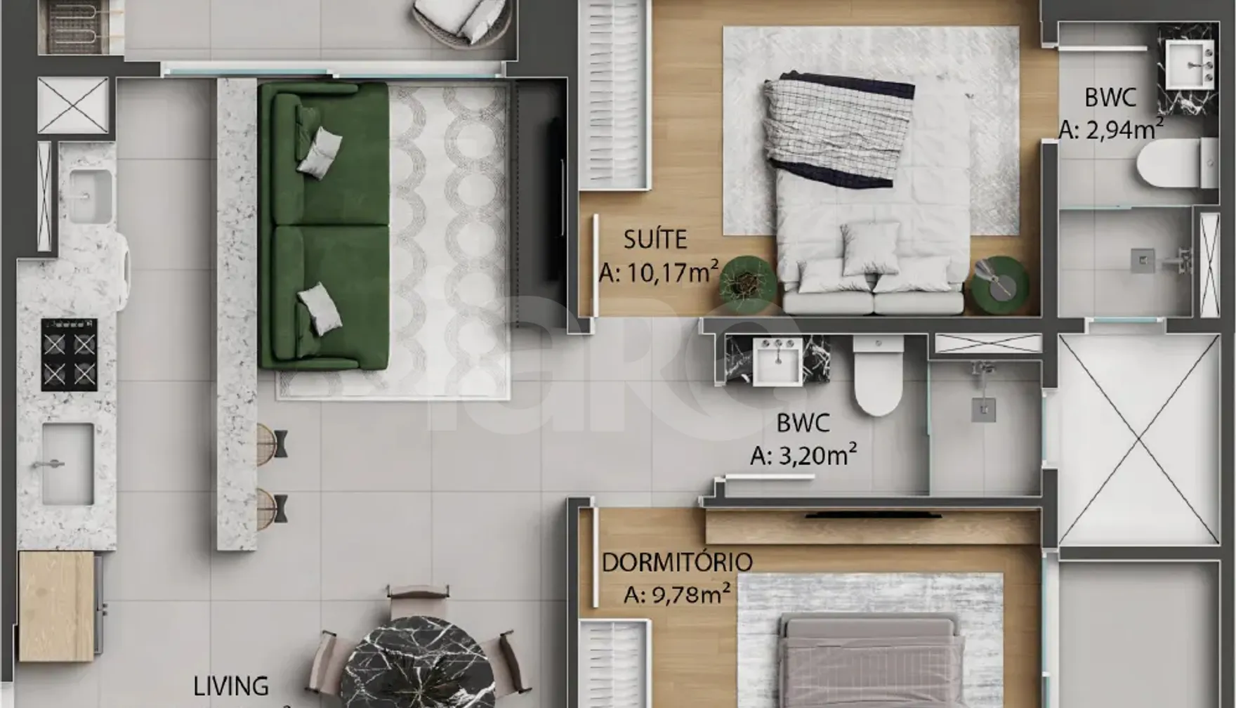 Planta — Apartamento 77,96 m²