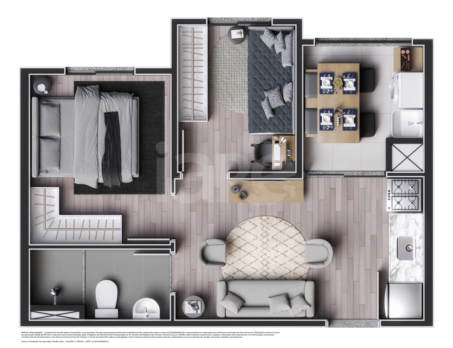 Planta — Apartamento 37 m²