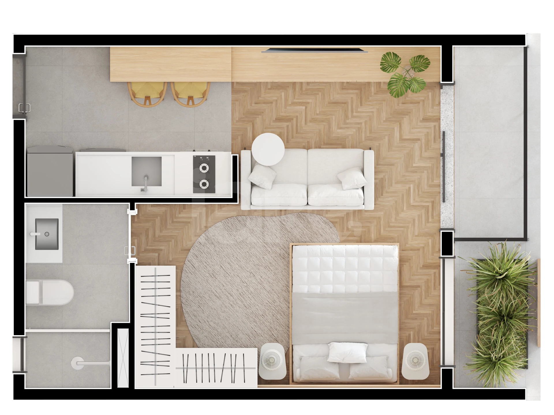 Planta — Studio 32,81 m²