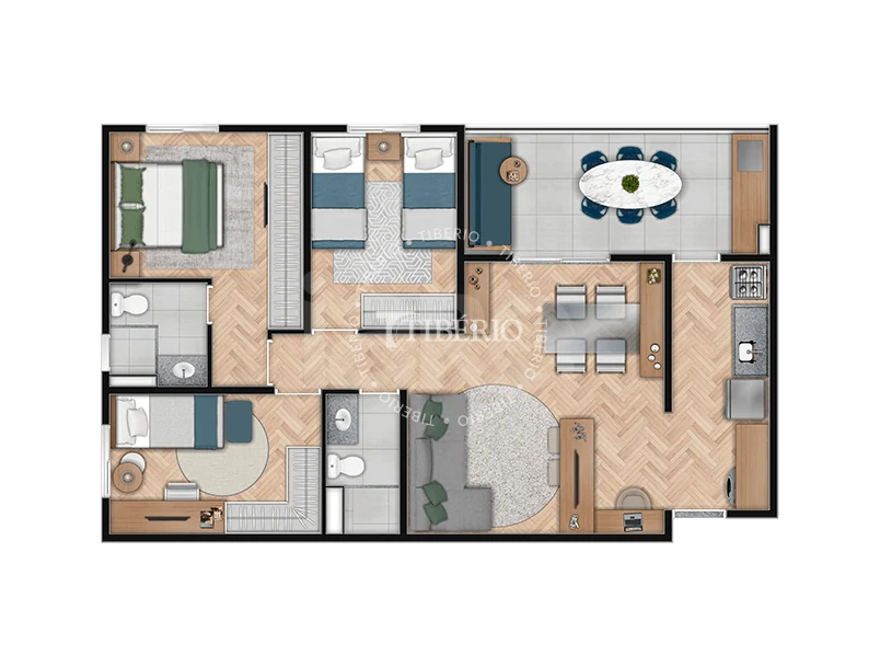 Planta — Apartamento 75,91 m²