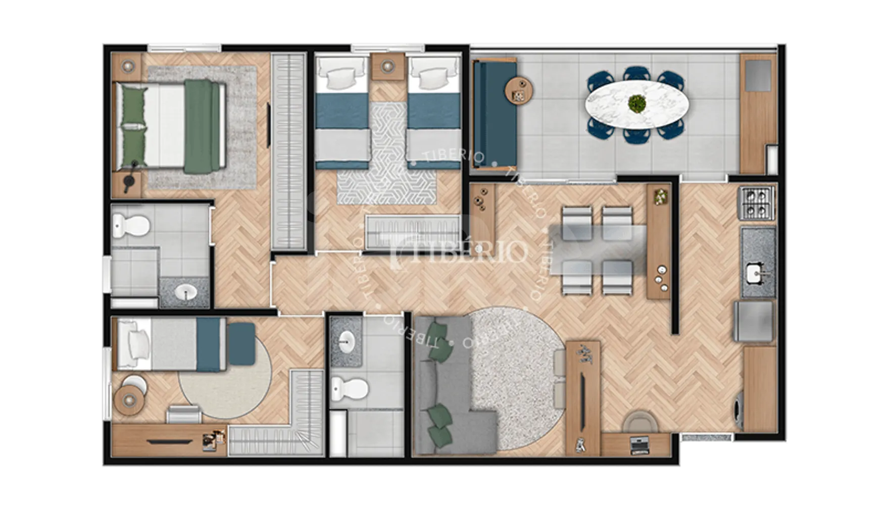 Planta — Apartamento 75,91 m²