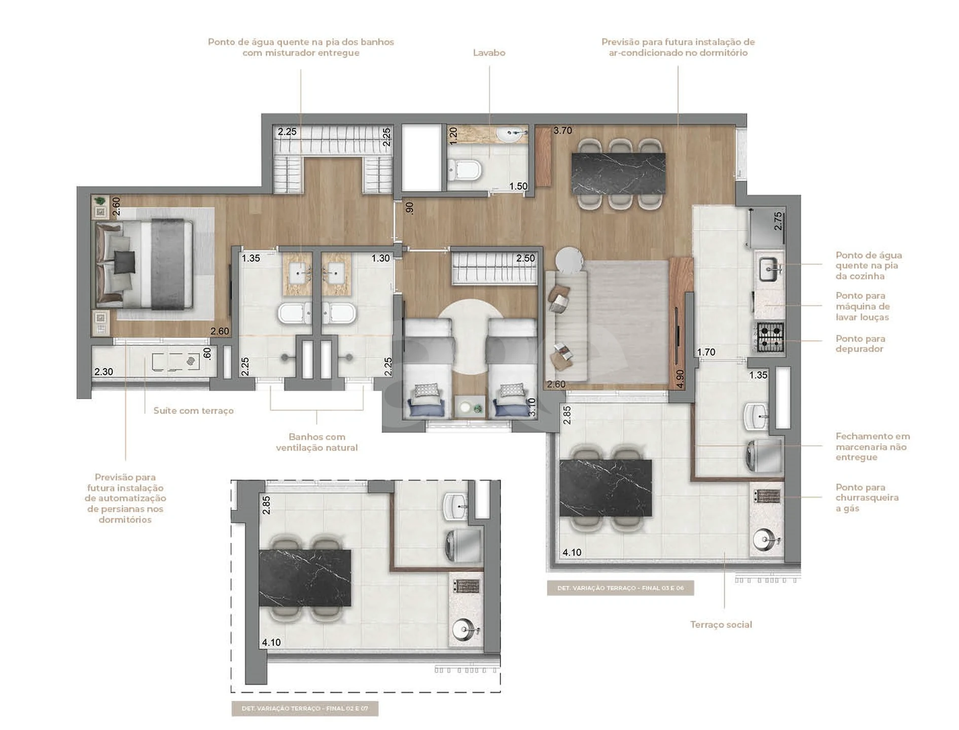 Planta — Apartamento 77 m²