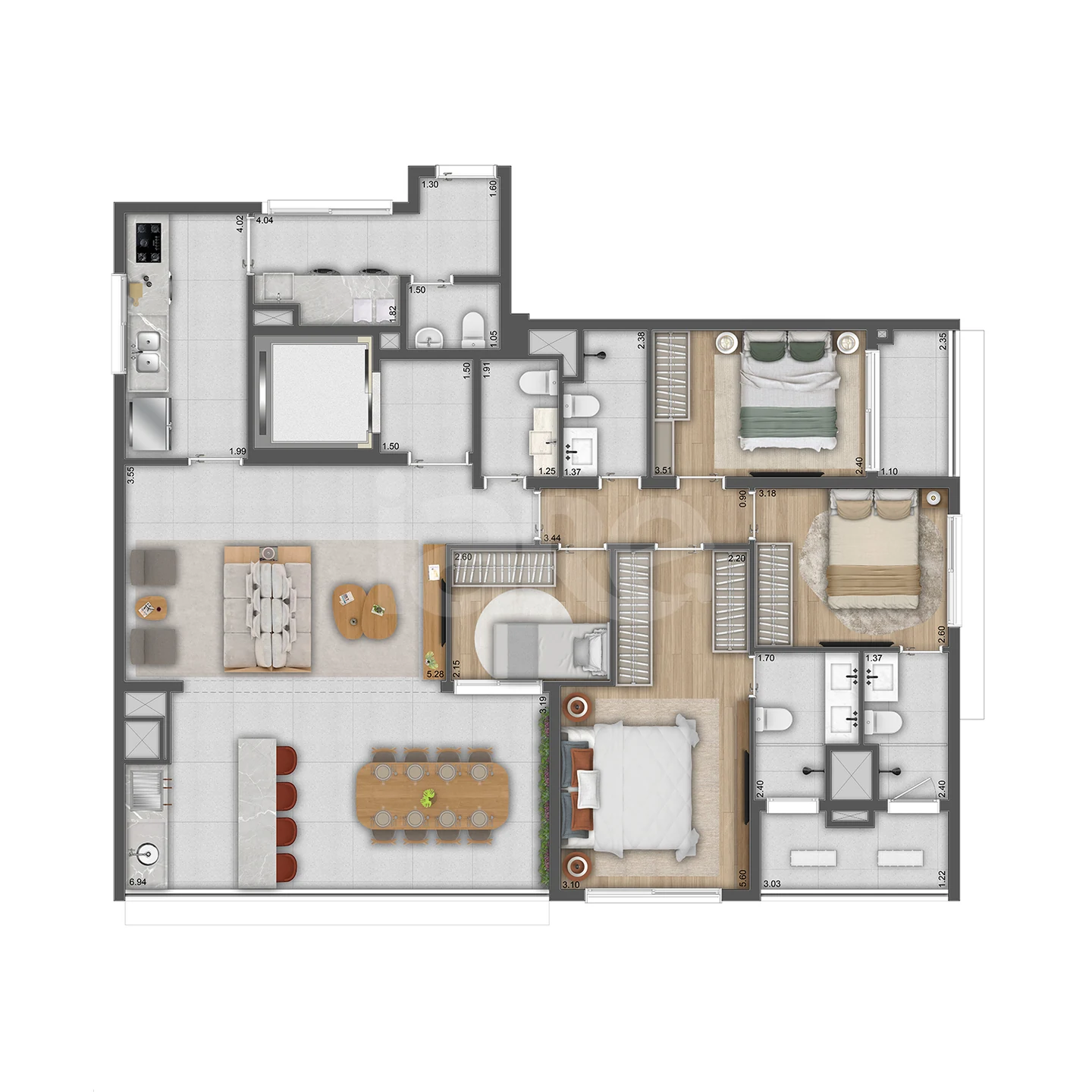 Planta — Apartamento 144,48 m²