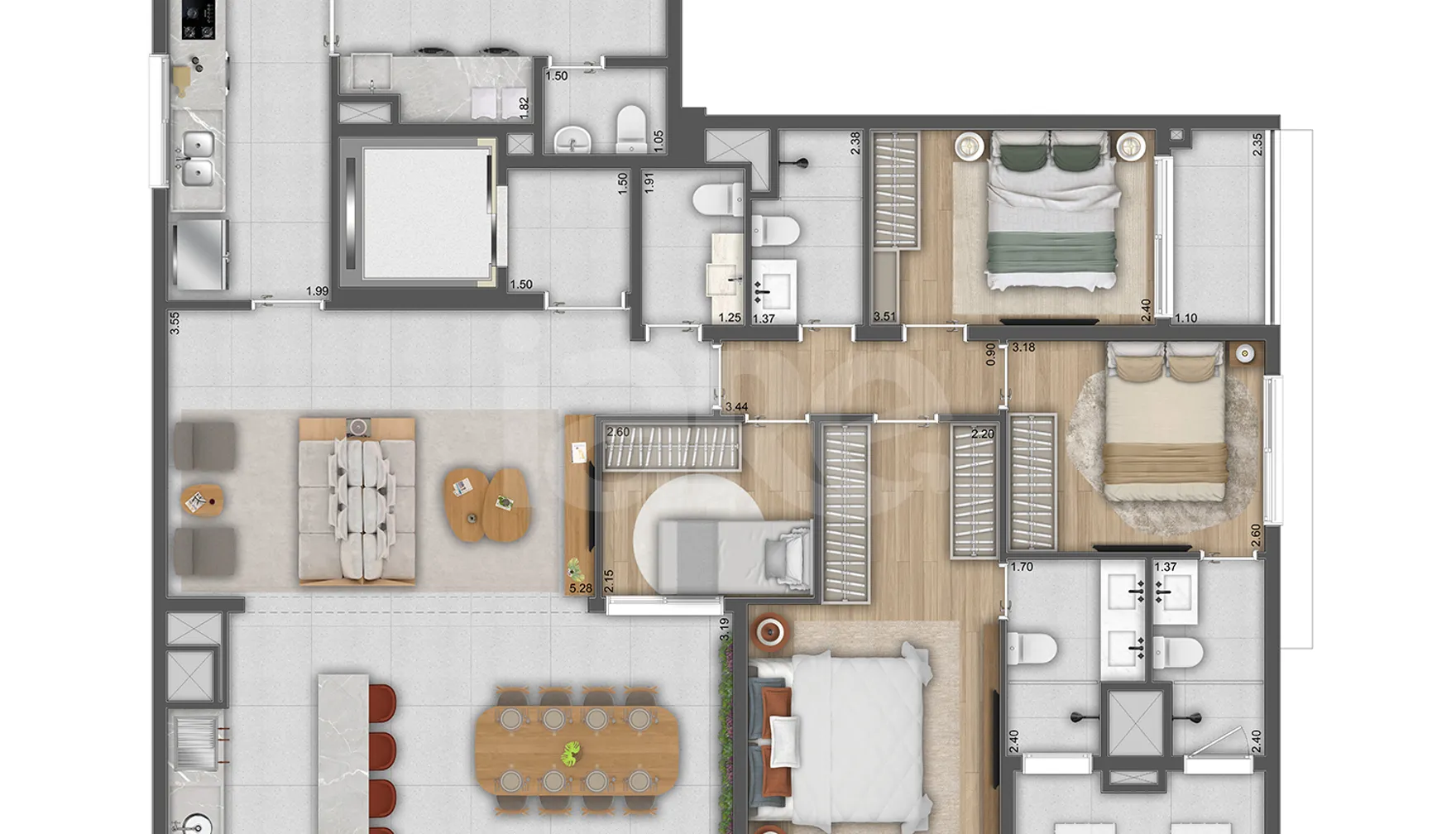 Planta — Apartamento 144,48 m²