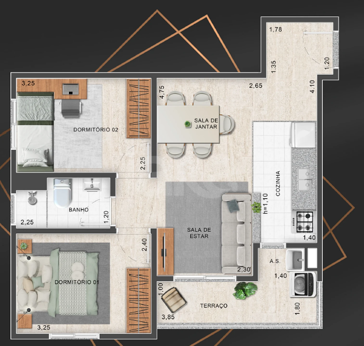 Planta — Apartamento 47,14 m²