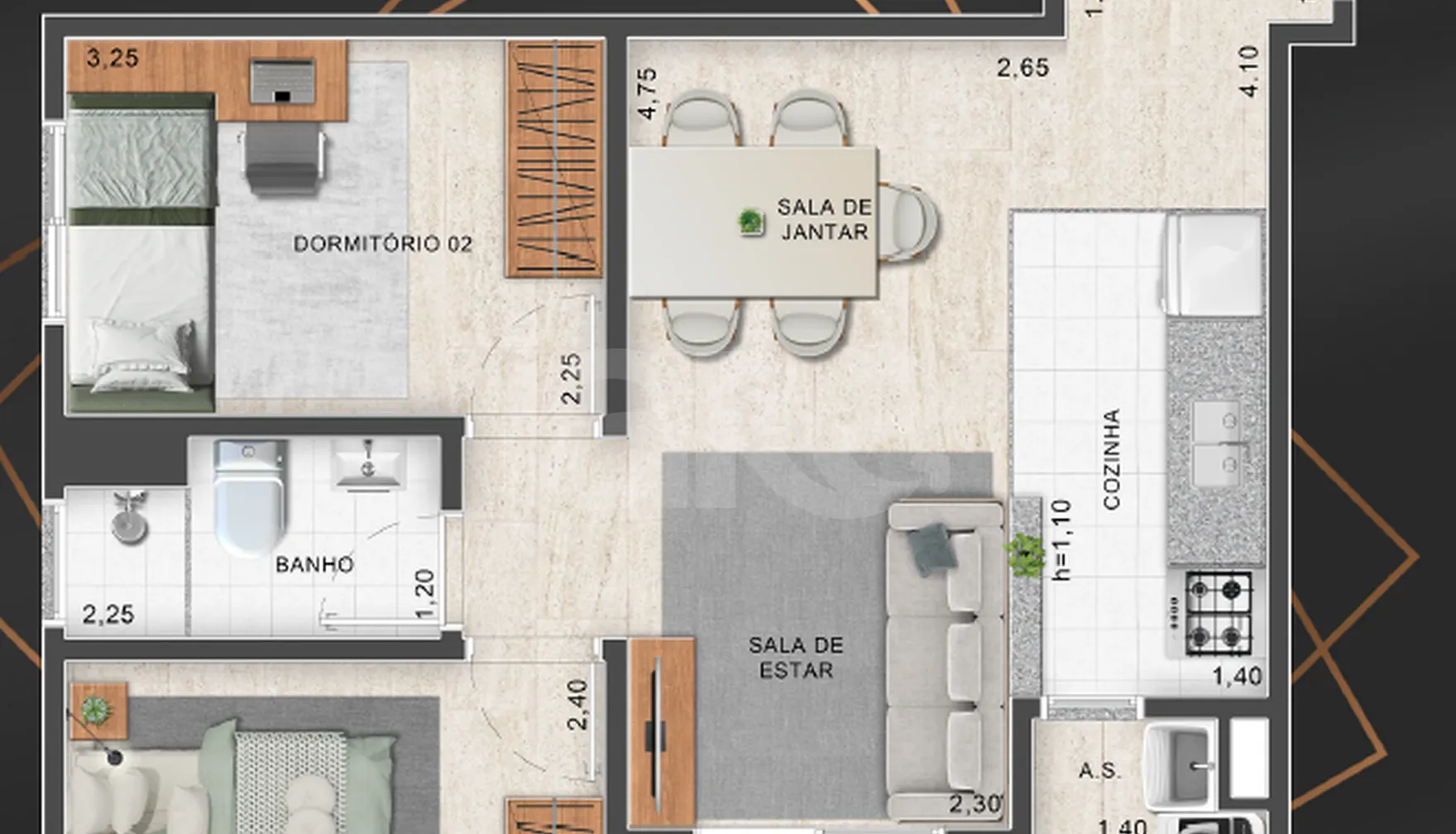 Planta — Apartamento 47,14 m²