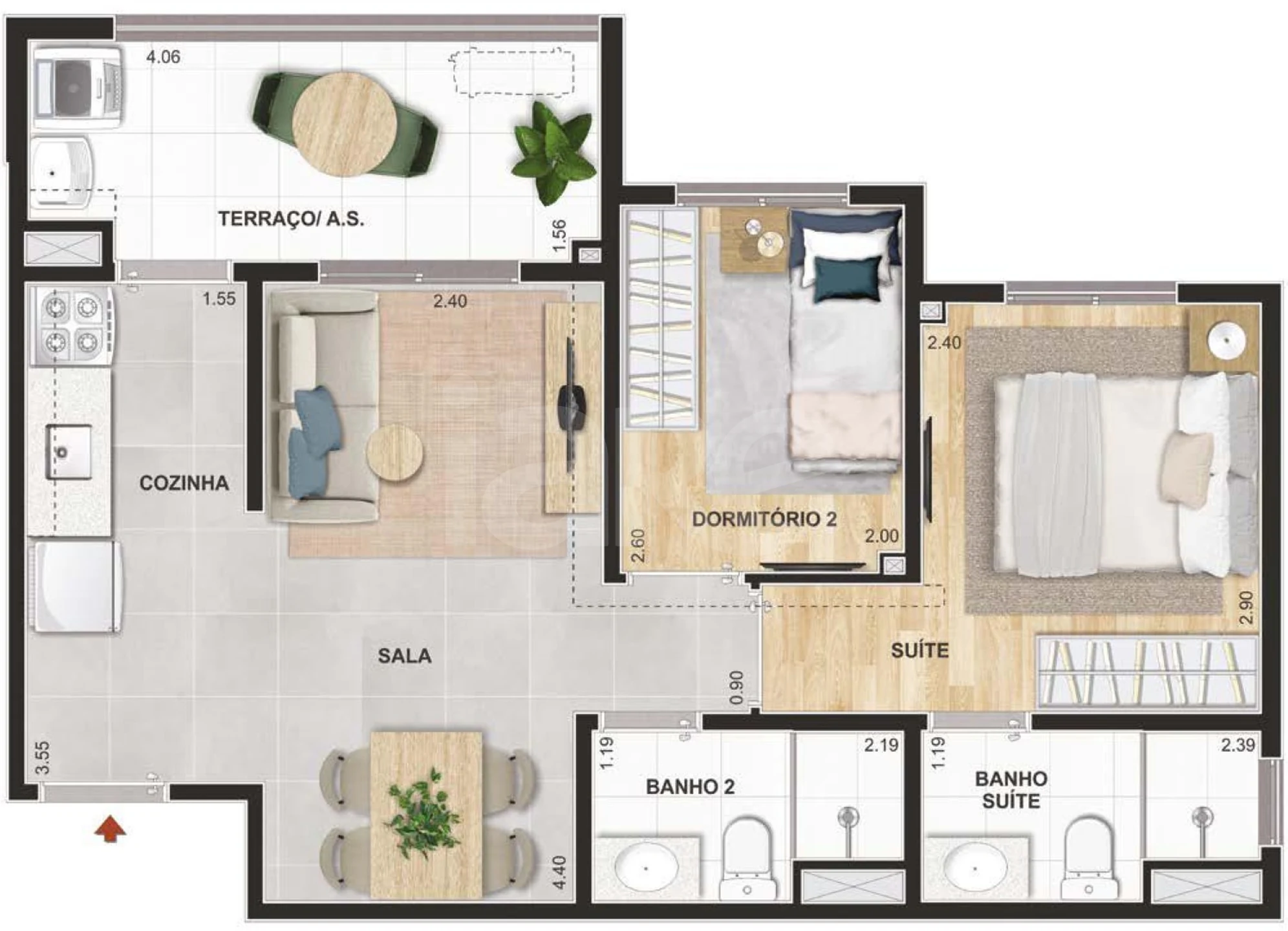 Planta — Apartamento 48,92 m²