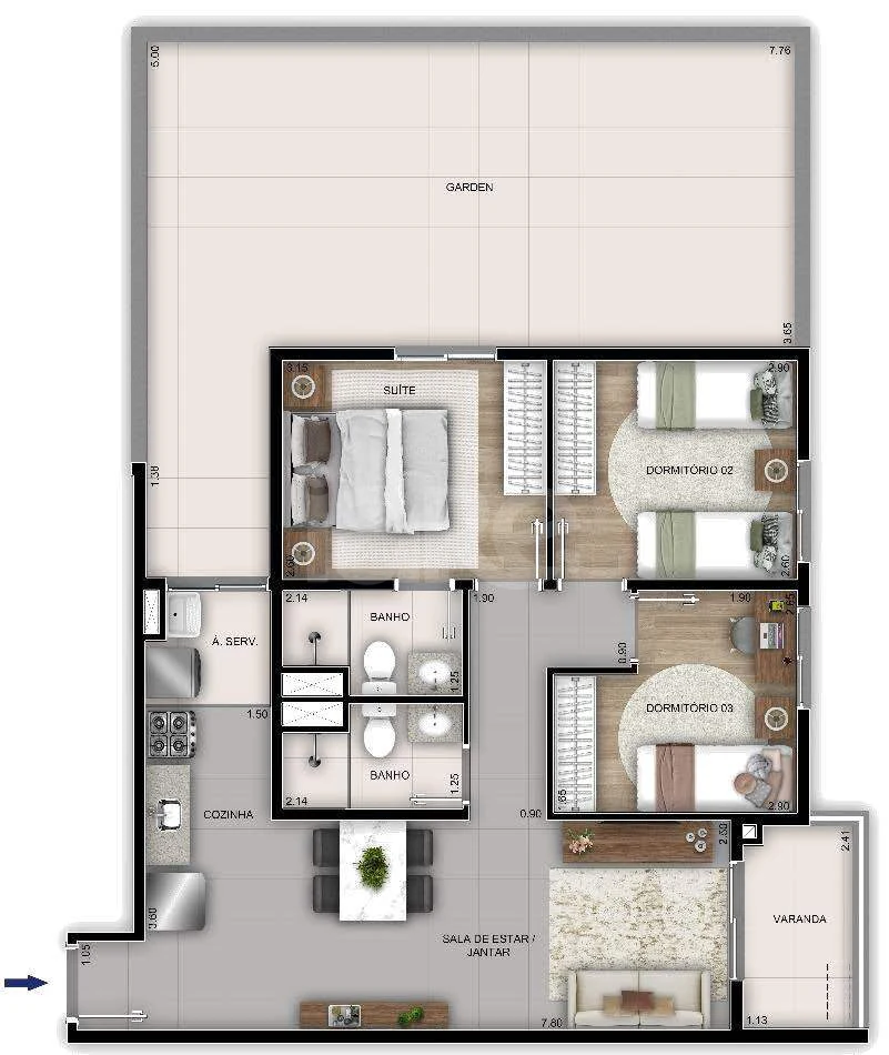 Planta — Garden 97 m²