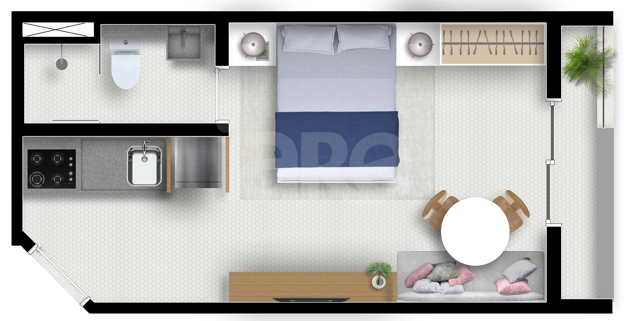 Planta — Studio 24 m²