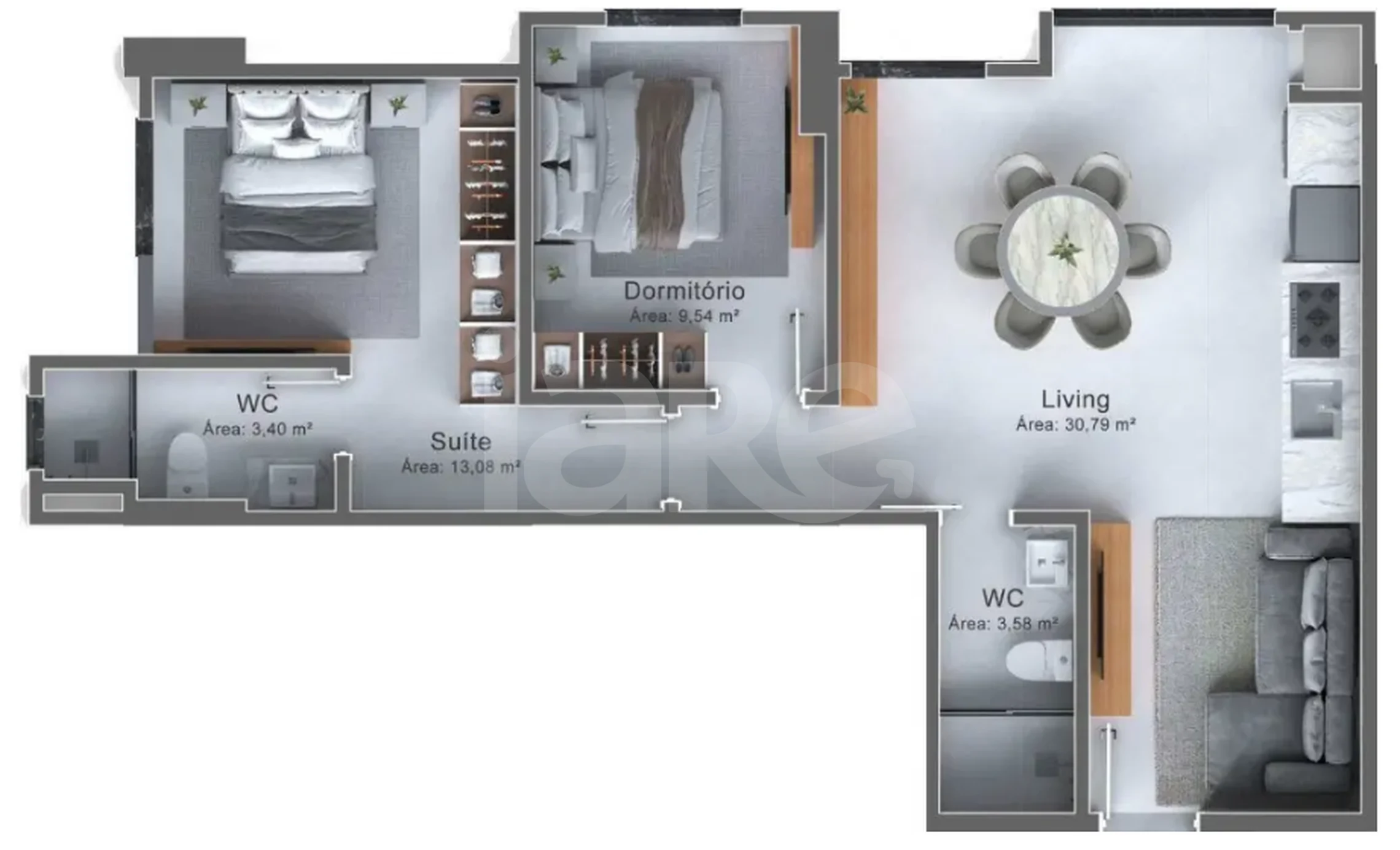 Planta — Apartamento 70 m²