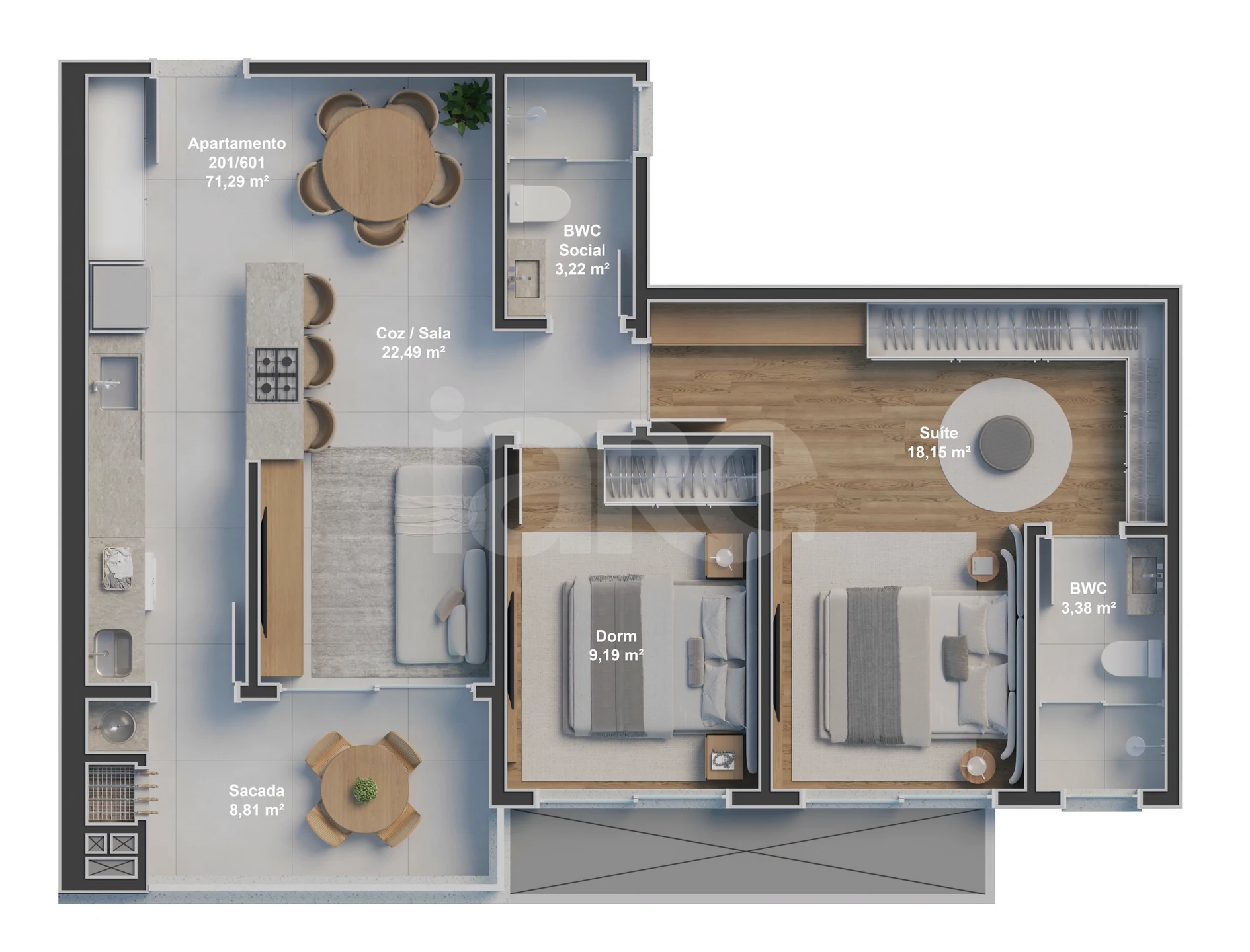 Planta — Apartamento 83,01 m²