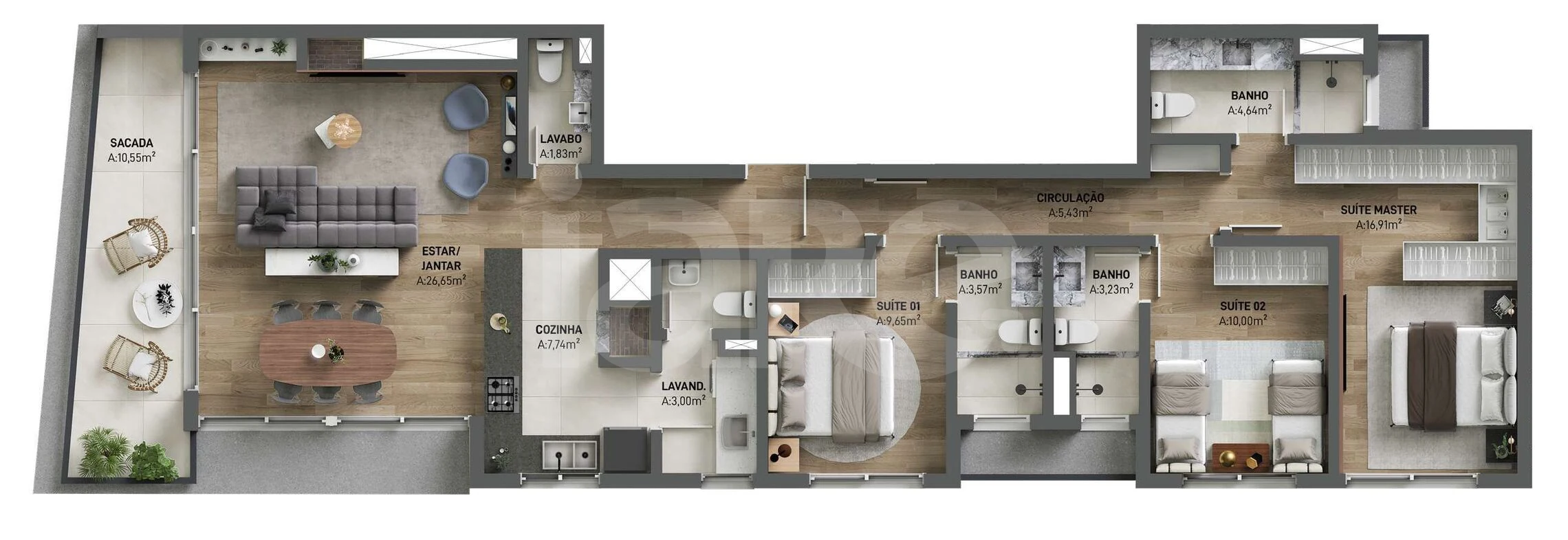 Planta — Apartamento 139,58 m²