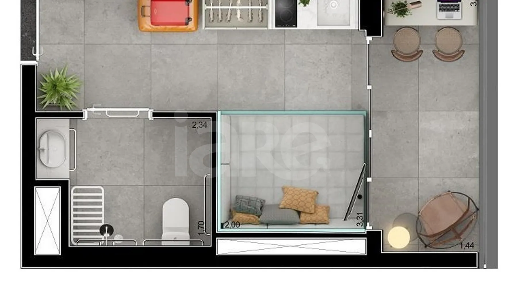 Planta — Studio 23,3 m²