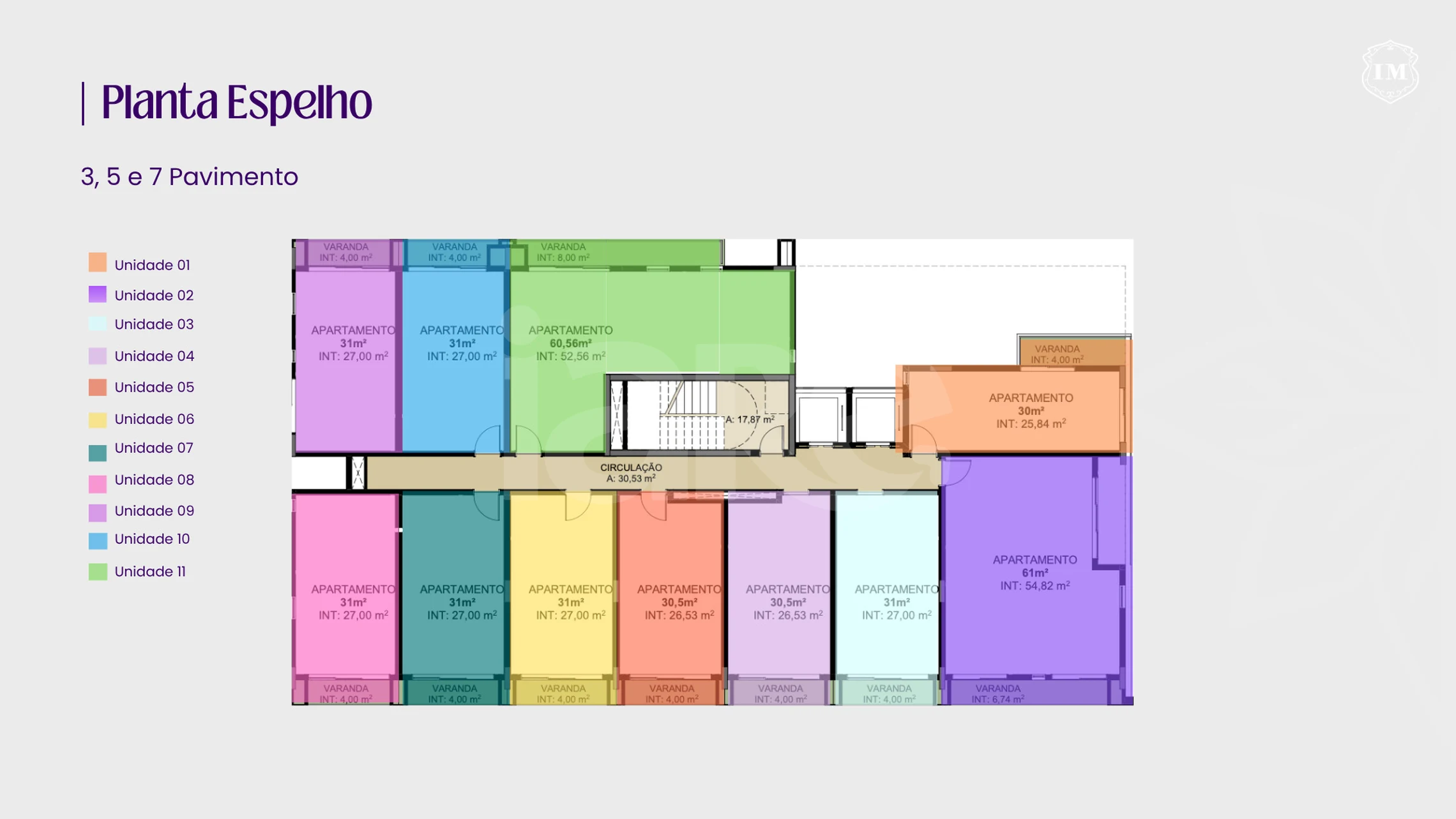 Planta — PLANTA ESPELHO - PAVIMENTOS 3, 5 E 7
