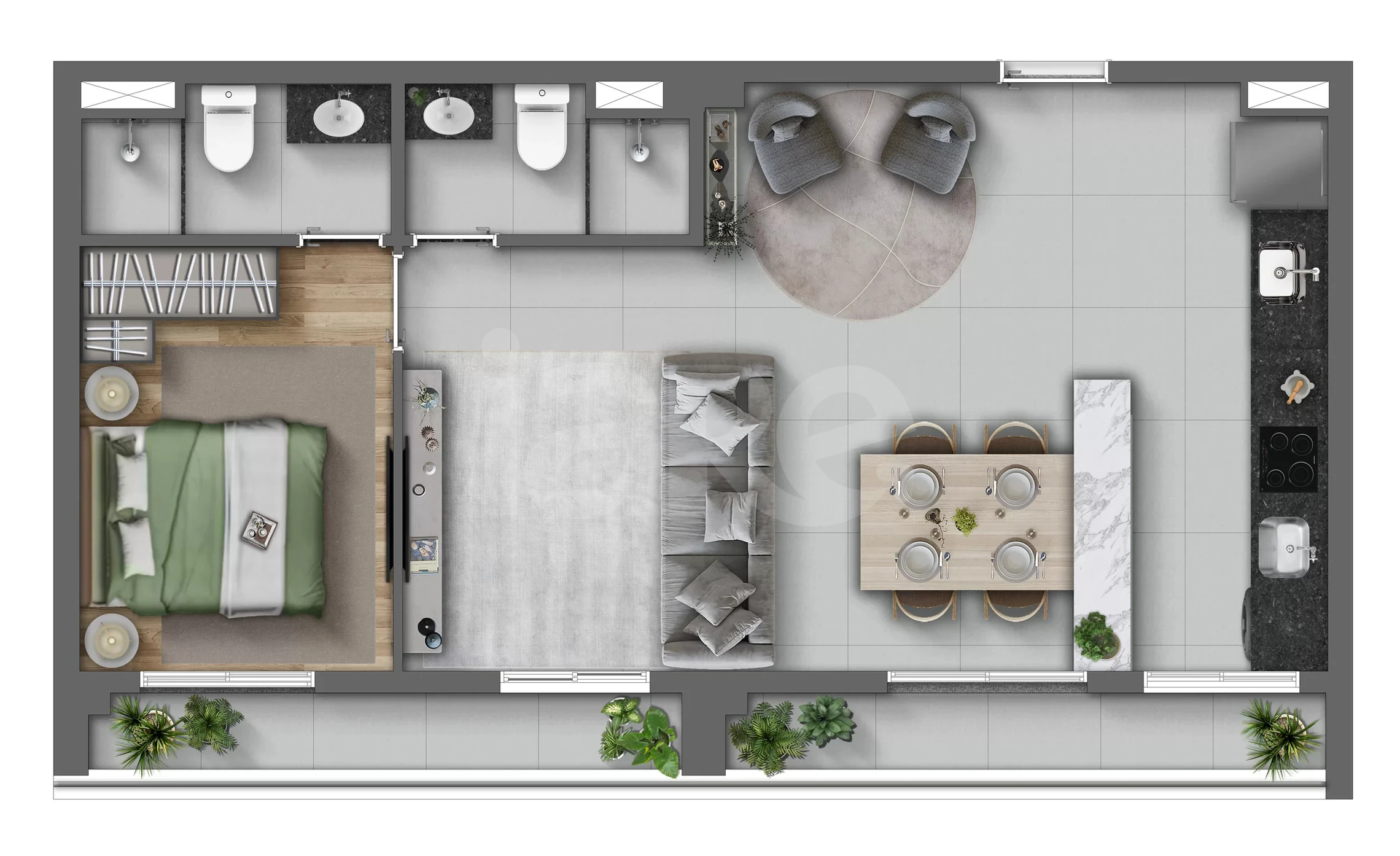 Planta — Apartamento 57,88 m²