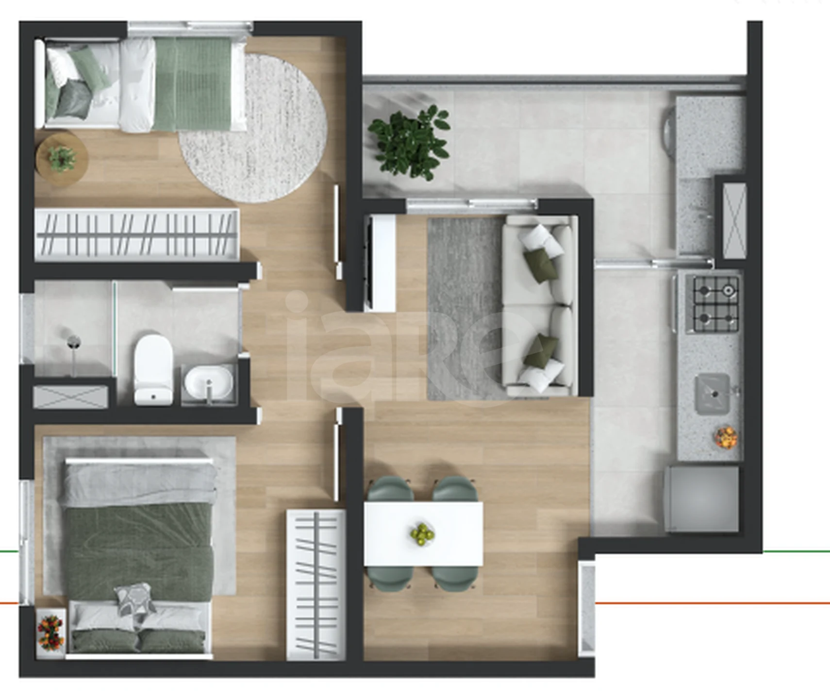 Planta — Apartamento 37,32 m²