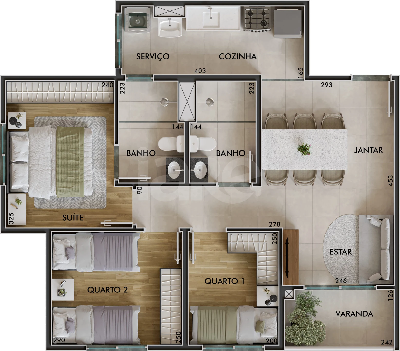 Planta — Apartamento 58,47 m²