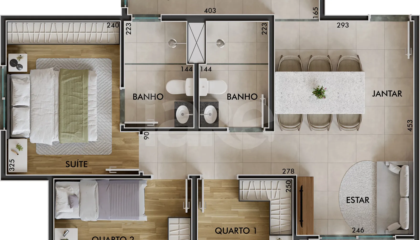 Planta — Apartamento 58,47 m²