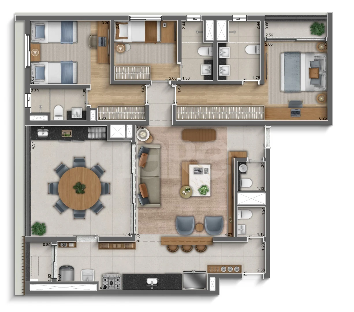 Planta — Apartamento 122,29 m²