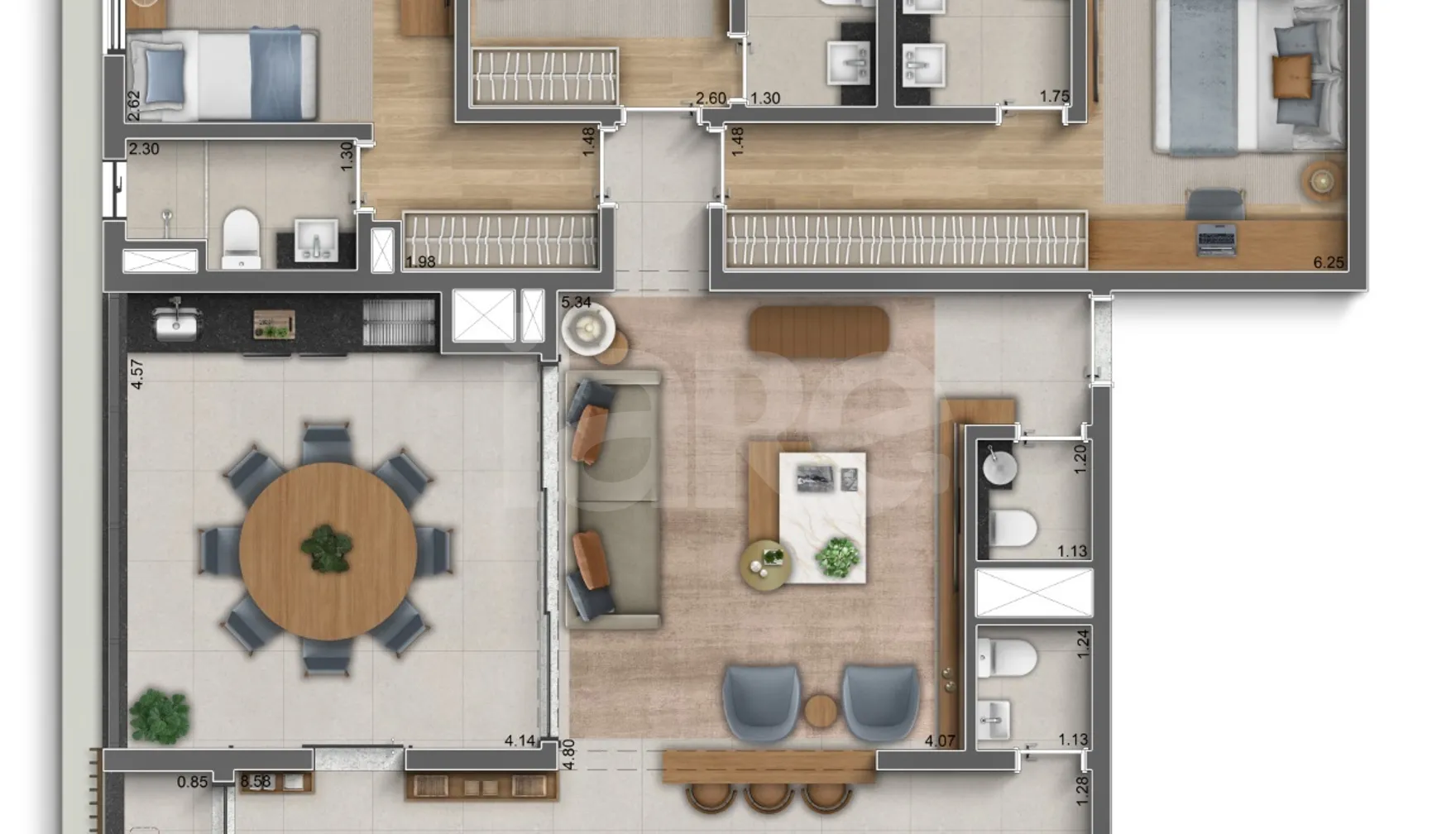 Planta — Apartamento 122,29 m²