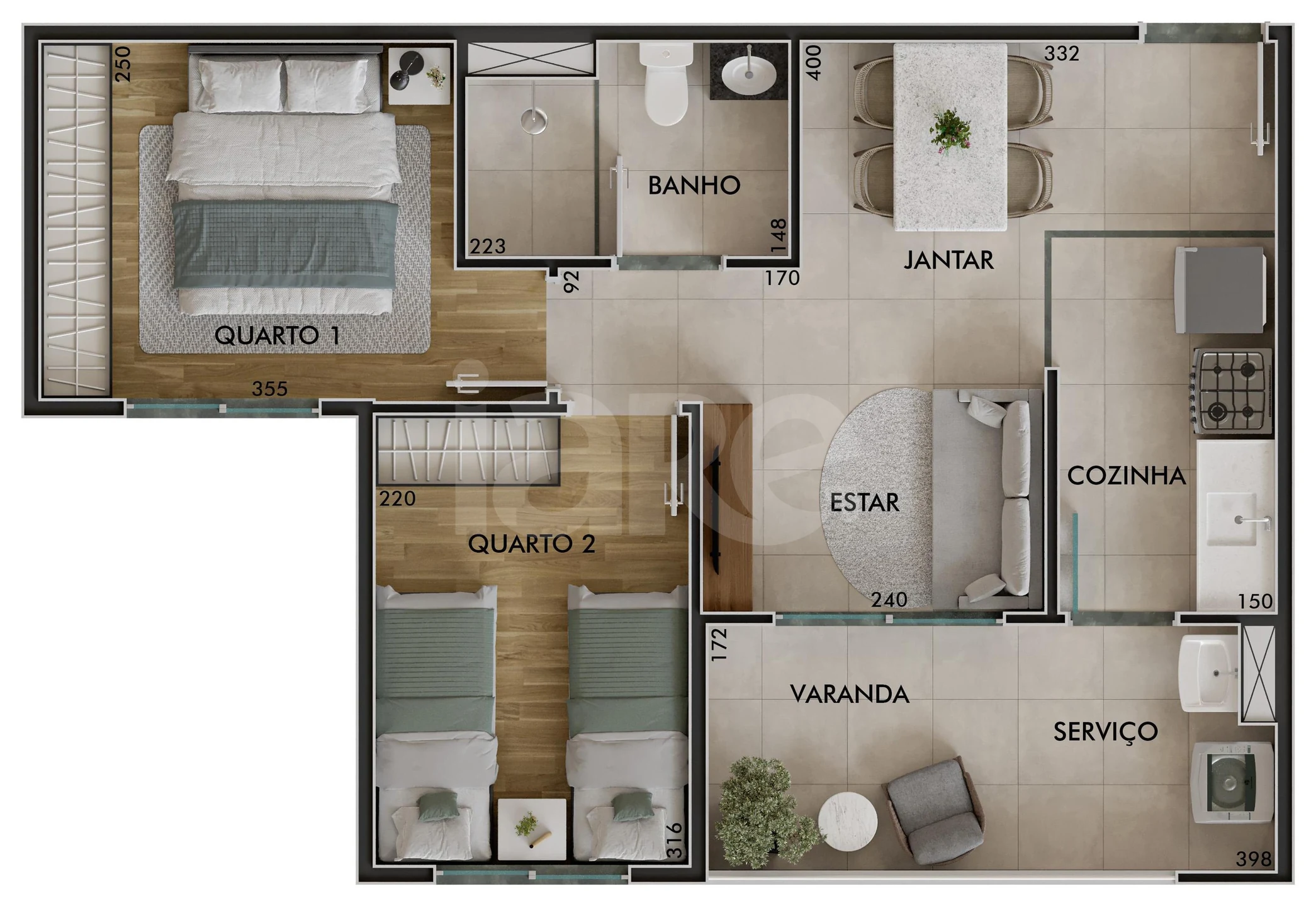 Planta — Apartamento 46,33 m²