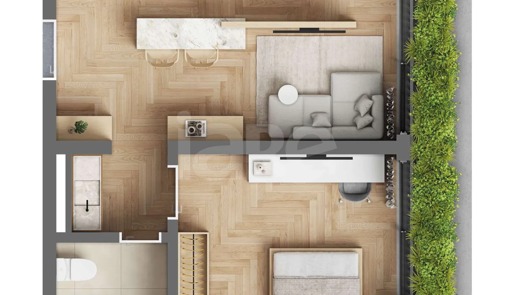 Planta — Studio 47,54 m²