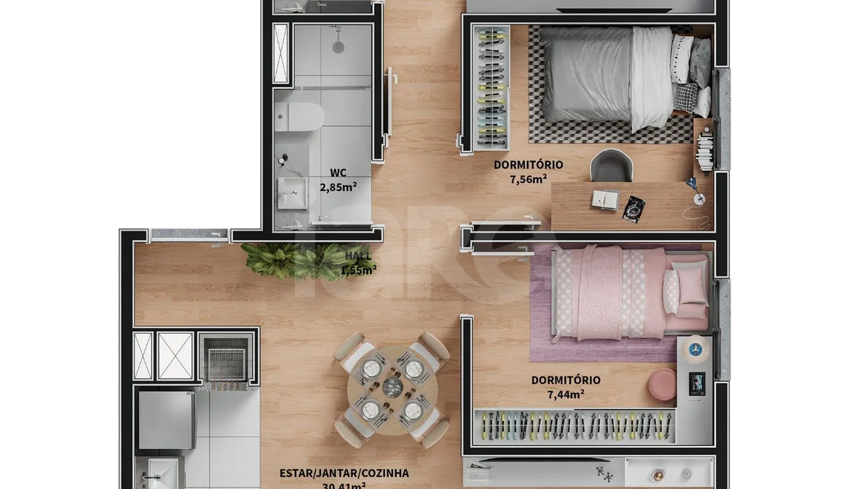 Planta — Apartamento 74,06 m²