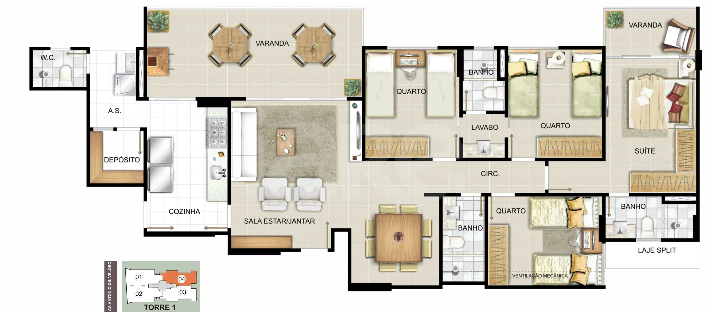 Planta — Apartamento 127,11 m²