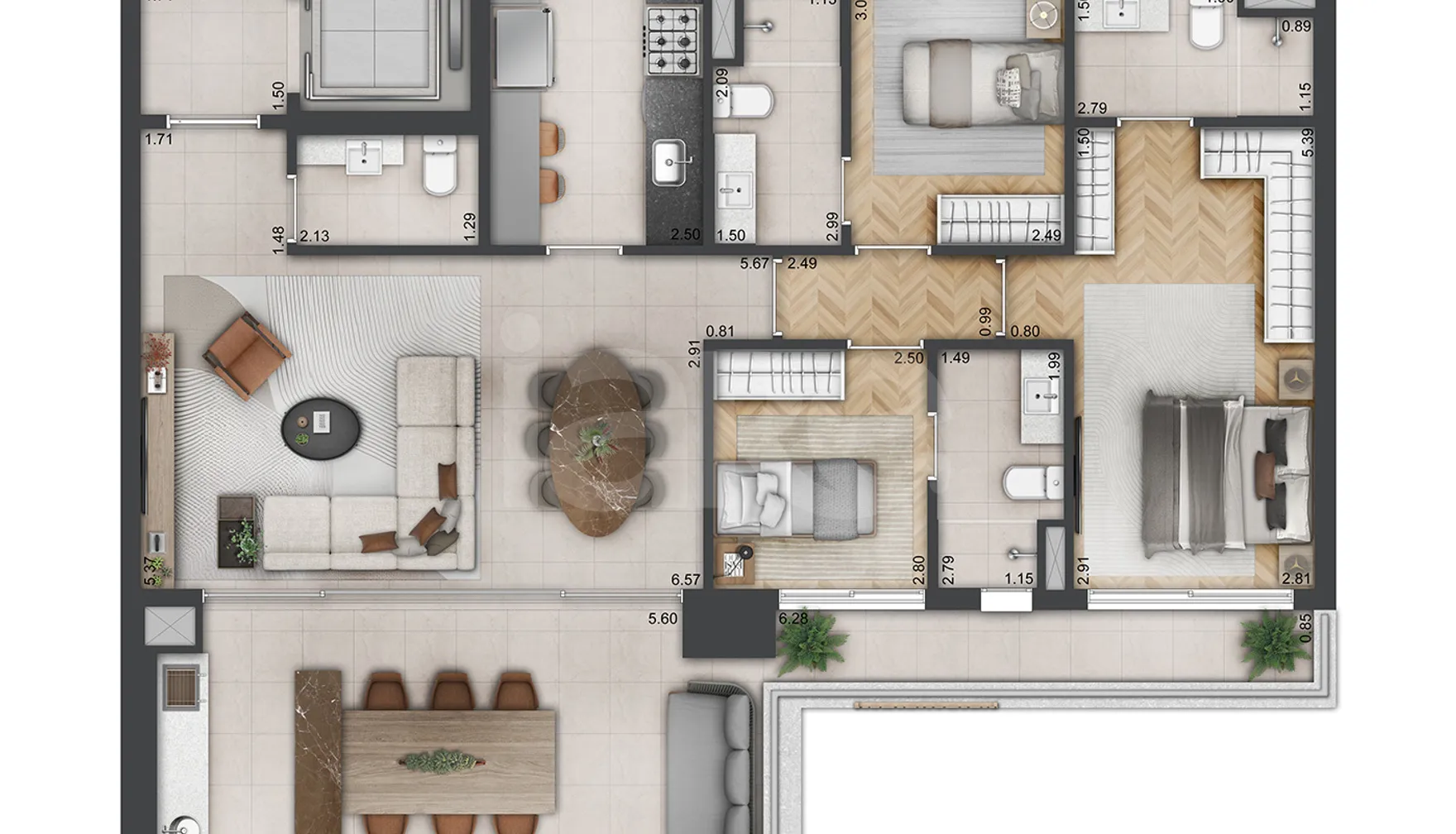 Planta — Apartamento 162,32 m²
