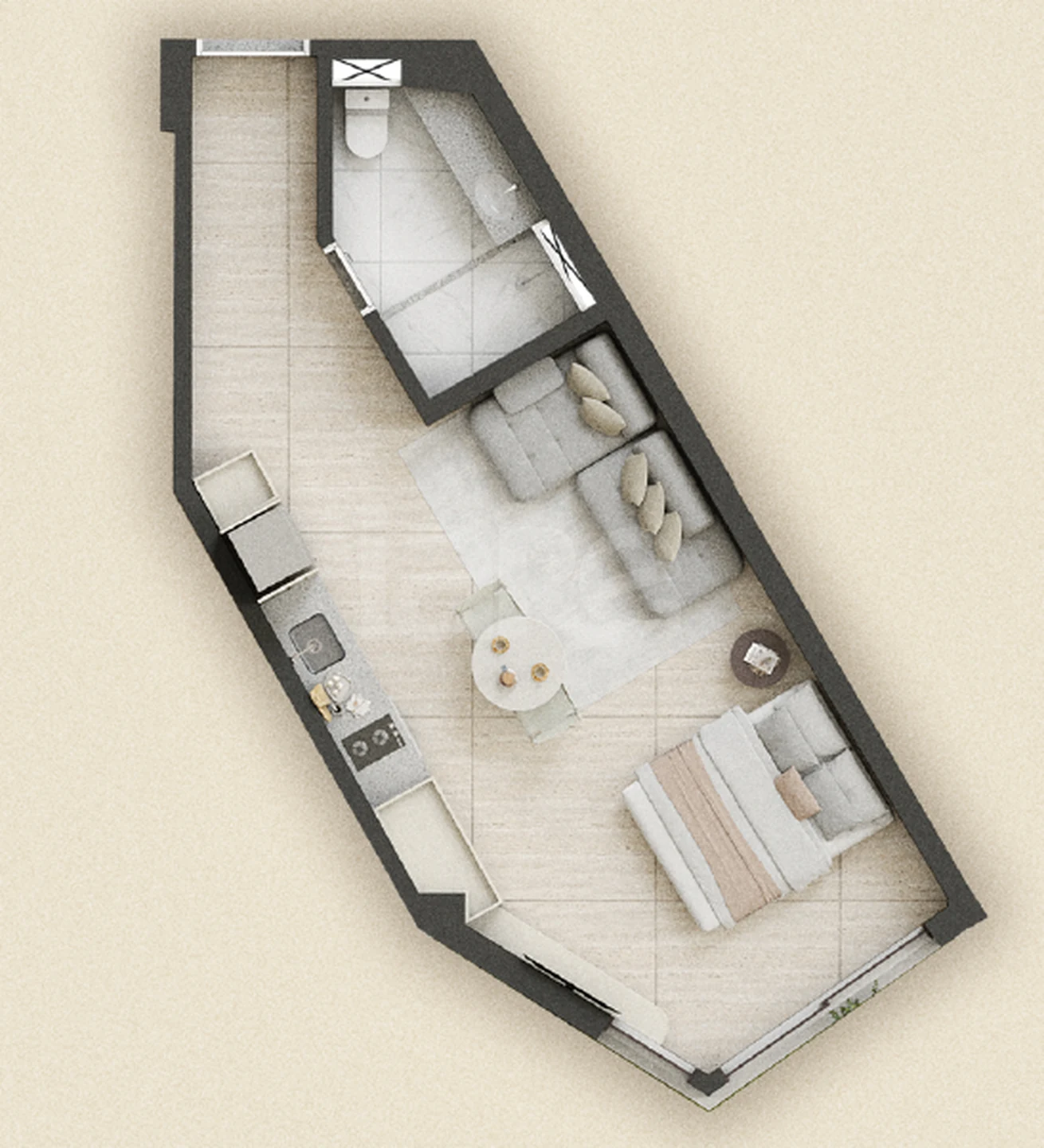 Planta — Studio 36,35 m²