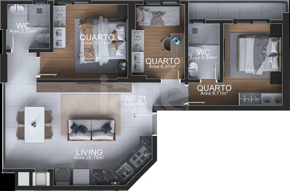 Planta — Apartamento 69 m²