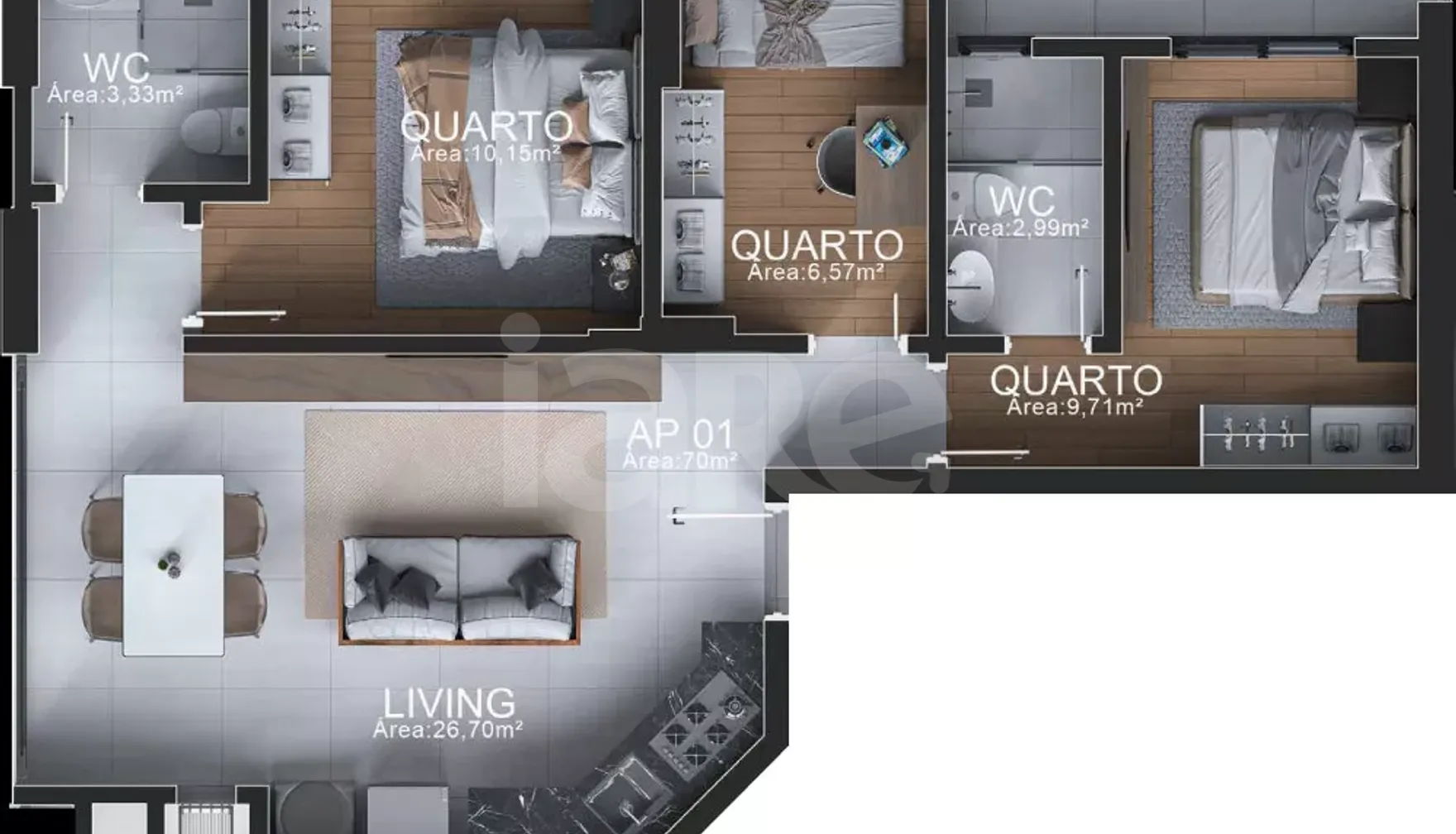 Planta — Apartamento 69 m²