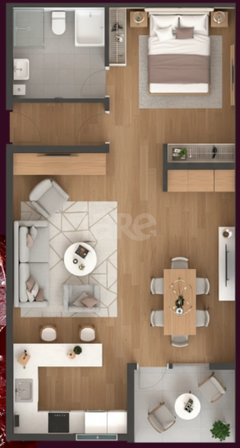 Planta — Apartamento 55,55 m²