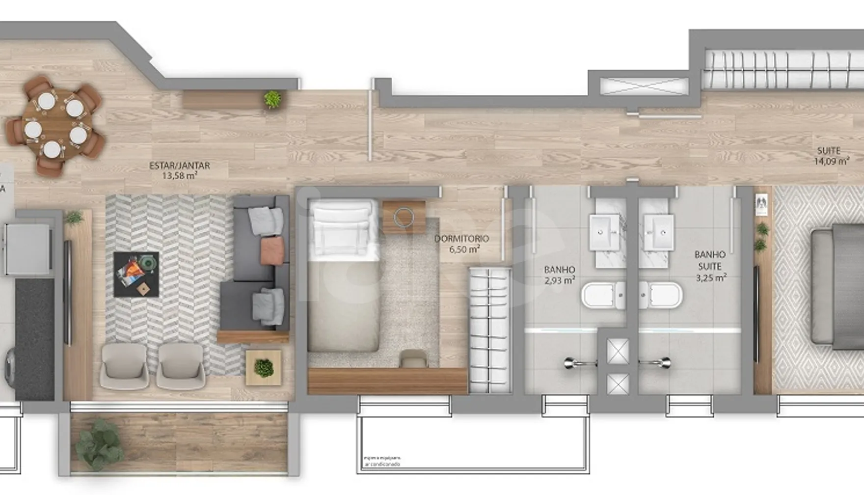 Planta — Apartamento 63,01 m²