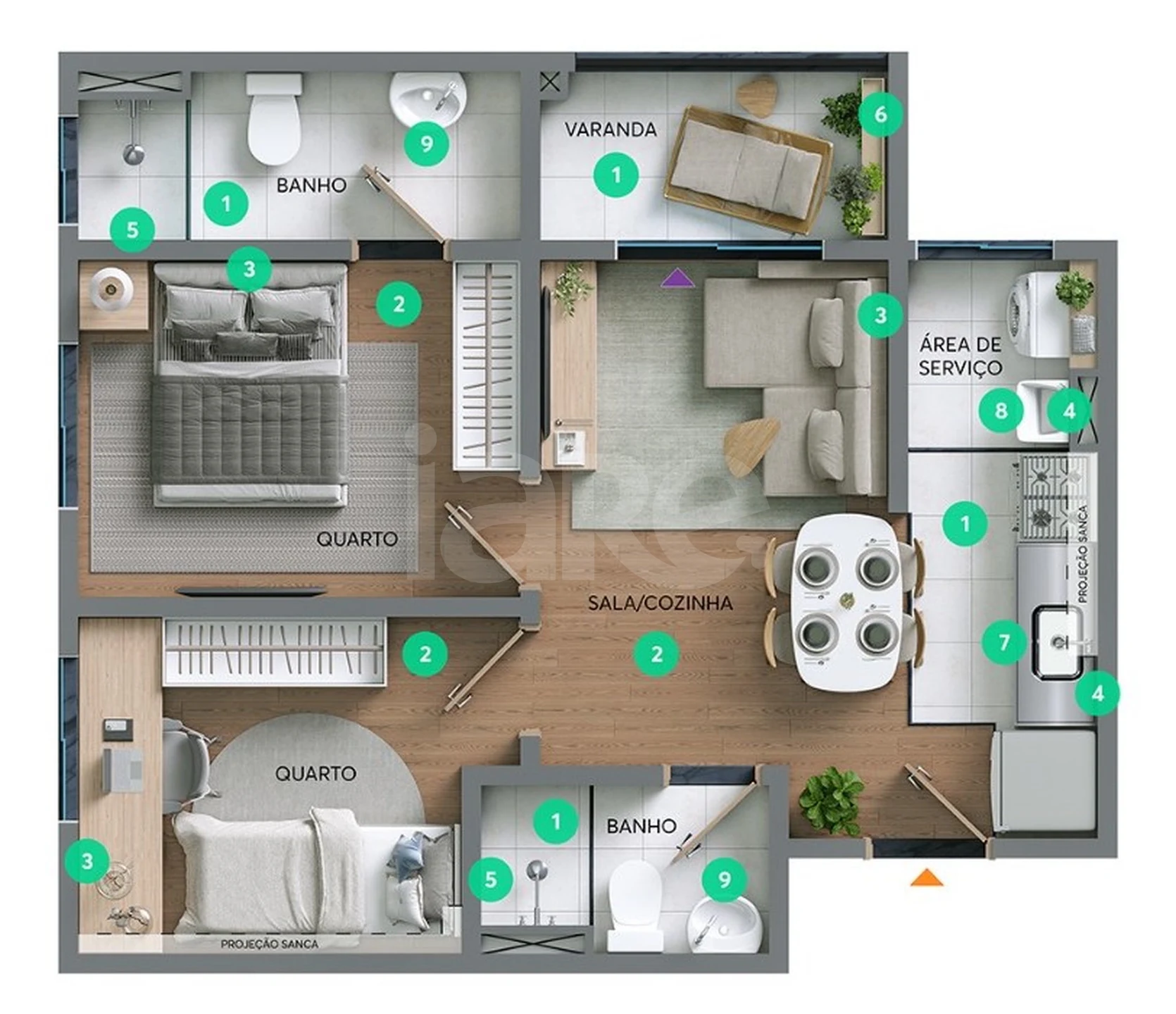 Planta — Apartamento 44,58 m²