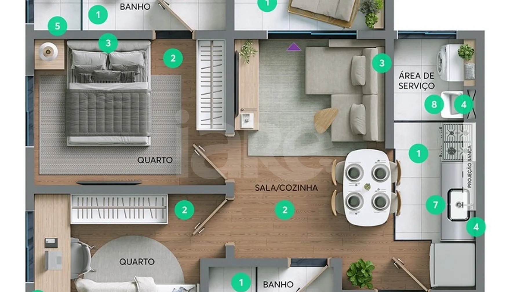 Planta — Apartamento 44,58 m²