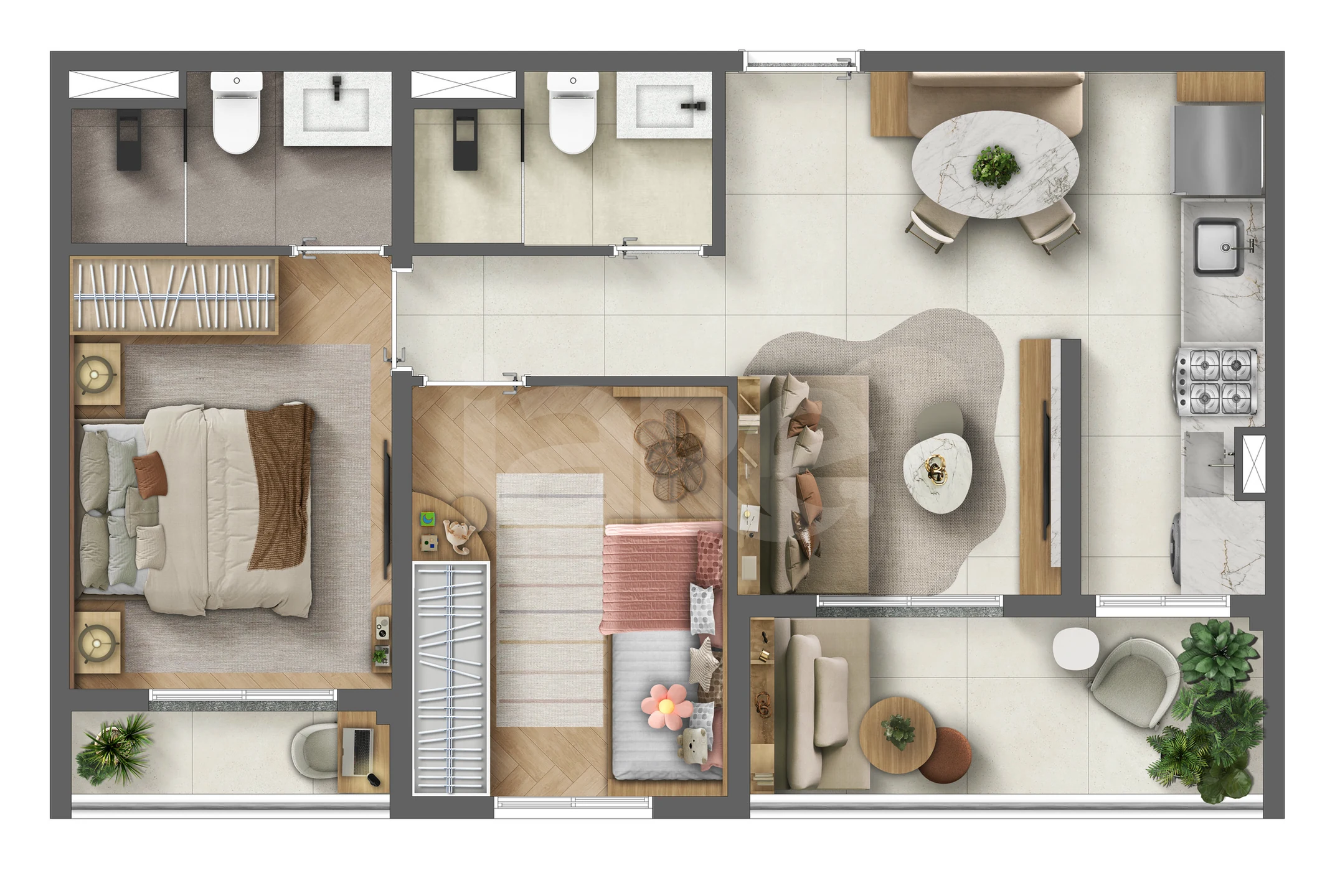 Planta — Apartamento 51,3 m²