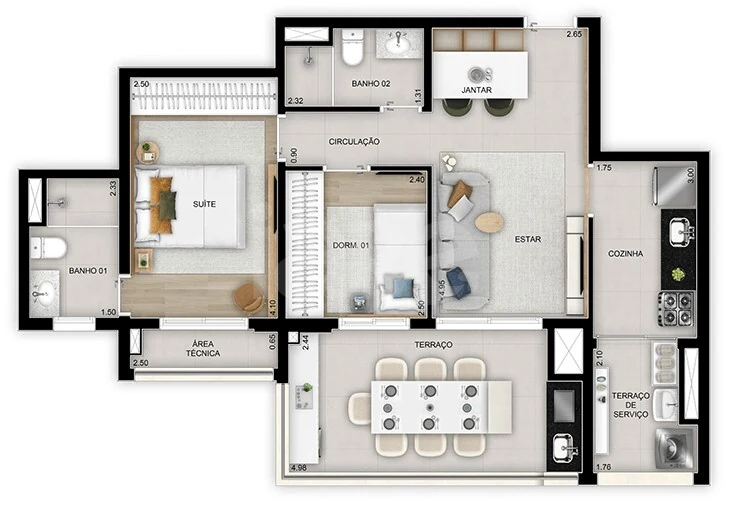 Planta — Apartamento 70 m²