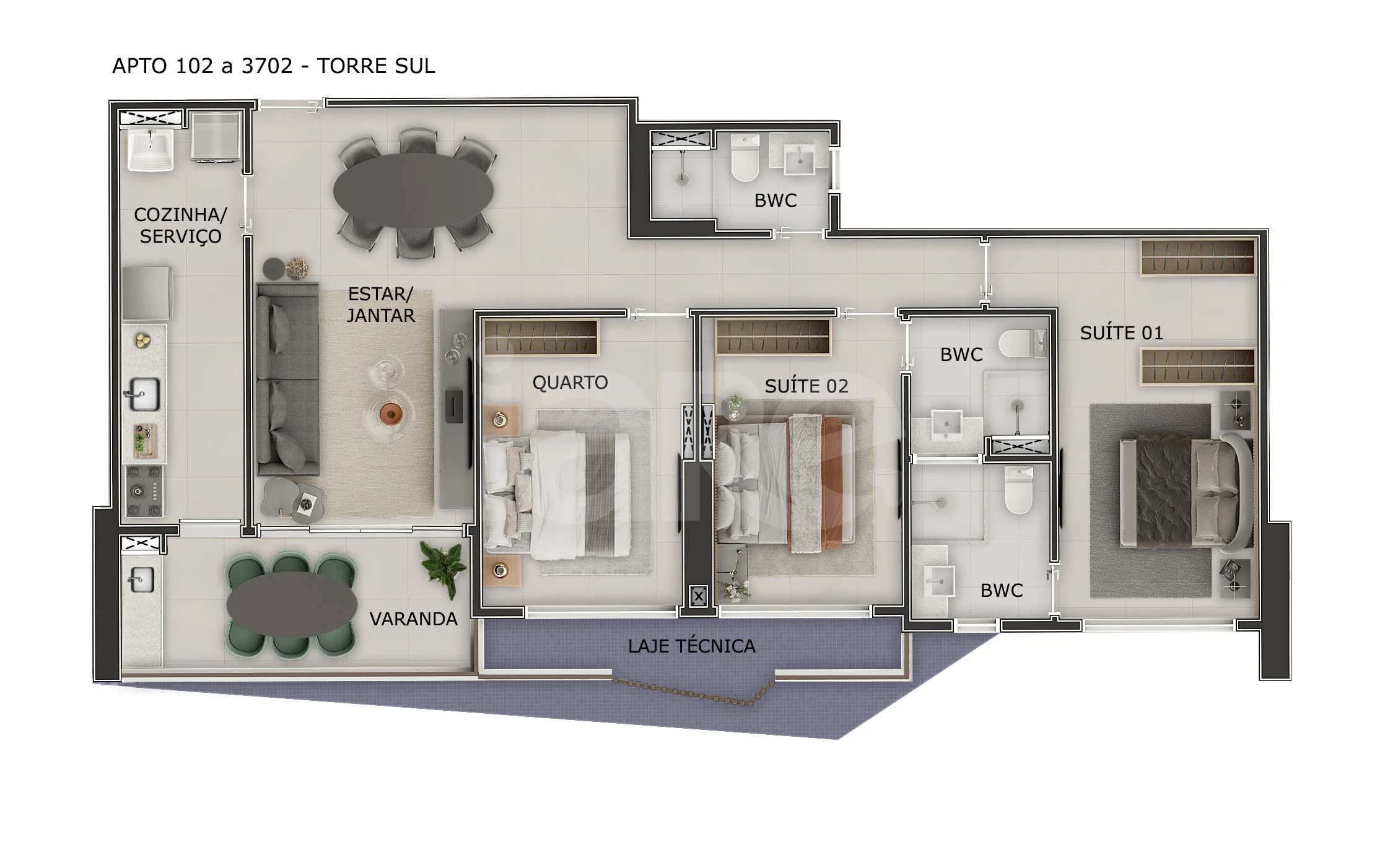 Planta — Apartamento 101,56 m²