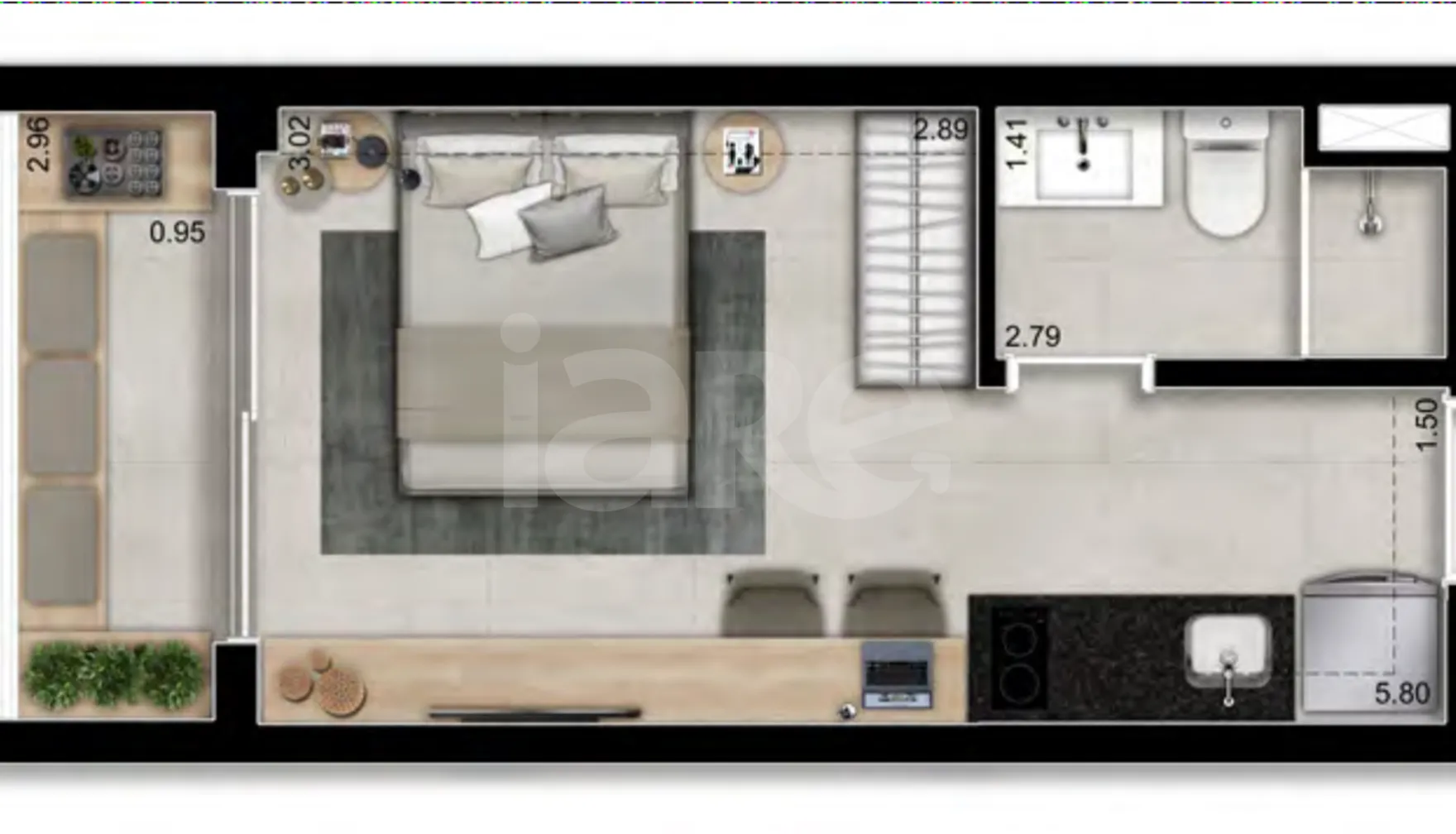 Planta — Studio 23,26 m²