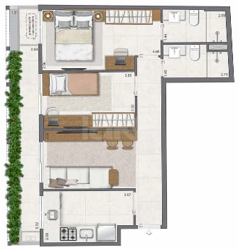 Planta — Apartamento 62,78 m²