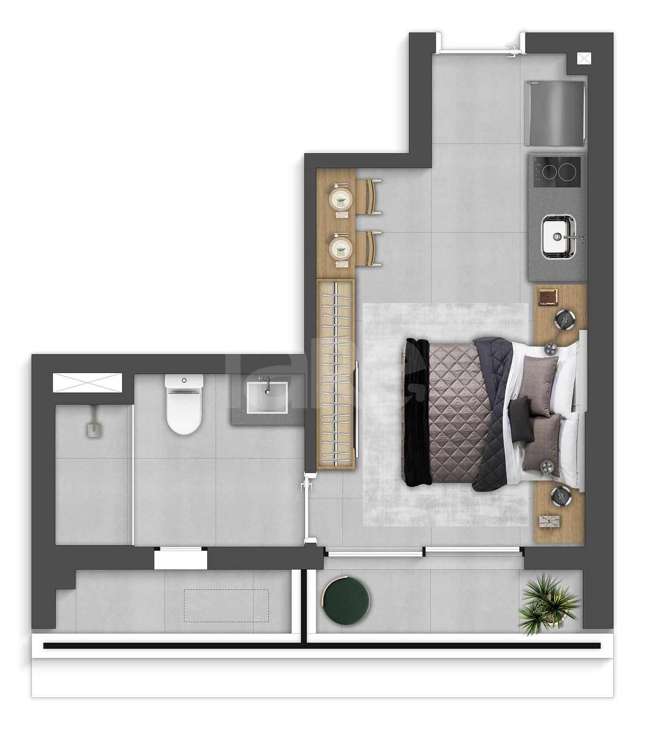Planta — Studio 27,61 m²