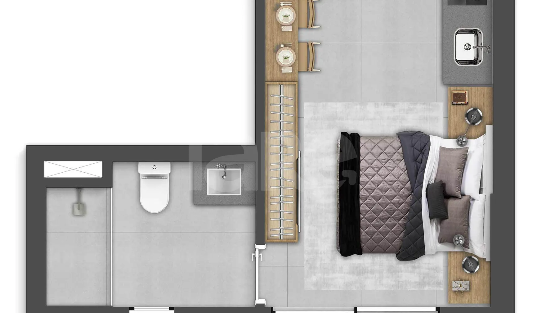 Planta — Studio 27,61 m²