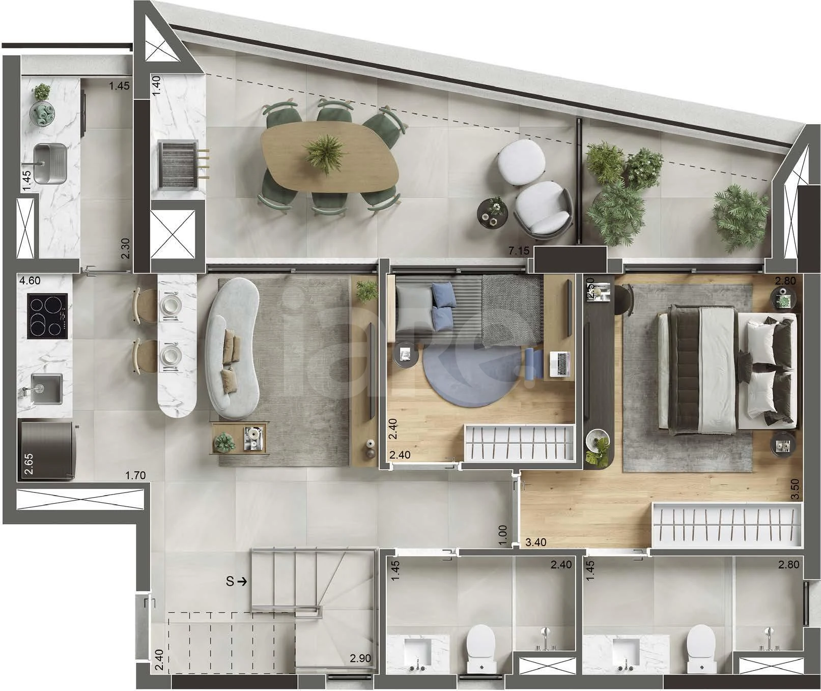 Planta — Cobertura Duplex 146,75 m²